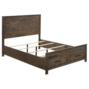Letto matrimoniale rustico in legno color marrone dorato con contenitore - Product Image 3