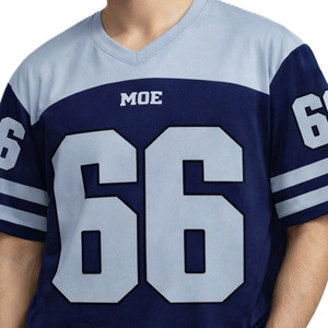 Camiseta de Fútbol Americano Personalizada con Paneles a Rayas, Cuello en V Extra Grande, Malla Transpirable, Mangas Cortas, Ropa Deportiva para Equipos, Proveedor OEM - Product Image 2