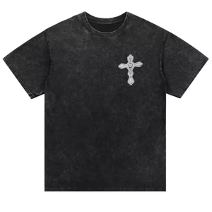 T-shirts personnalisés de luxe en coton épais, coupe ample, style Hip Hop, avec motif graphique, streetwear oversize délavé - Product Image 5