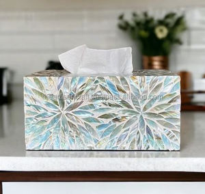 กล่องทิชชู่หอยมุกทำด้วยมือสุดหรูที่ใส่ผ้าเช็ดปากกันน้ำได้สำหรับตกแต่งโต๊ะงานฝีมือ - Product Image 5