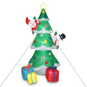 Decorazioni Gonfiabili da Giardino per le Feste da 2,4 m con Pupazzo di Neve, Babbo Natale e 9 Luci a Stringa, 3 Scatole Regalo - Product Image 2