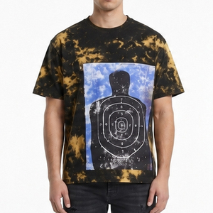Camiseta de Manga Corta con Estampado Tie-Dye para Hombre, Corte Regular, Cuello Redondo, Estilo Urbano, Jersey de Algodón - Product Image 1