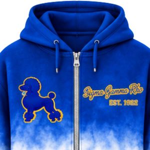 Sudadera con Capucha Oversize para Mujer Sigma Gamma Rho, Color Negro y Blanco, con Letras Griegas Personalizadas, Estilo Casual y Urbano - Product Image 5