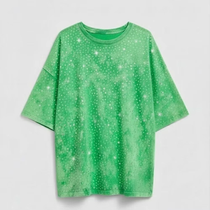 T-shirt de haute qualité avec strass brillants, transfert personnalisé, t-shirts d'été pour hommes et femmes, t-shirt avec strass scintillants - Product Image 1
