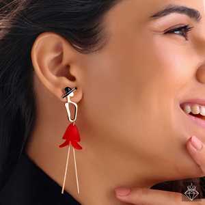 PRAO Graceful Red Lady Pendientes colgantes Accesorio de moda - Product Image 2