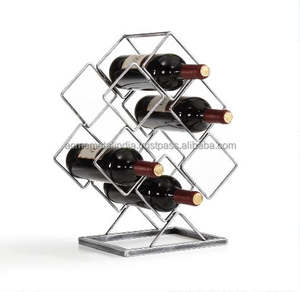 Exhibidor de Vino de Metal Plateado Antiguo de Lujo, Forma Cuadrada, Elegante, Perfecto para Bodas, Eventos Especiales y Recepciones - Product Image 1