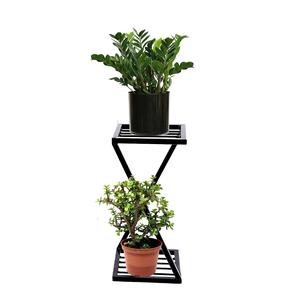 Support de plante en métal en forme de Z, support de plante noir avec pieds robustes pour la décoration intérieure et extérieure, porte-pot de fleurs moderne pour la maison - Product Image 4