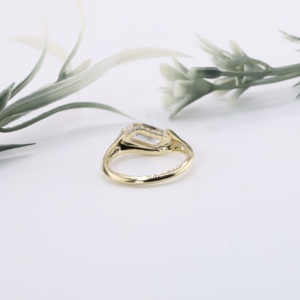 Bague de fiançailles unique en or jaune avec diamant de laboratoire, sertie en clos oriental-ouest, solitaire avec micro-pavés - Product Image 3