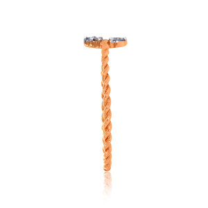 Bague moderne en or rose à maillons, forme ronde, pierre de 0,36 carat cultivée en laboratoire, bijoux de mode pour femme, anniversaire - Product Image 2