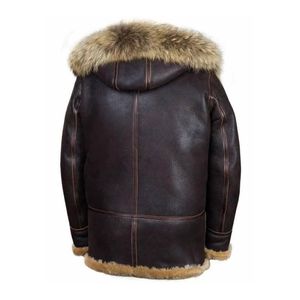 Arctic Sheepskin Parka, made from brown leather with a natural <b>shearling</b> lining and toggle closures - Product Image 5