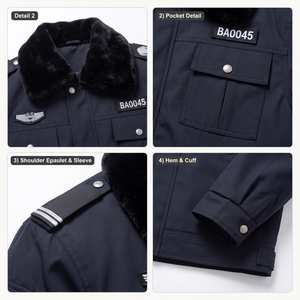 Chaqueta de Invierno para Guardia de Seguridad para Hombre con Cuello de Piel, Ropa de Trabajo de Algodón, Etiqueta Personalizada - Product Image 4