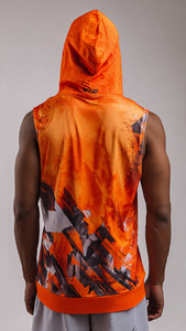 Débardeur à capuche sans manches pour homme, coupe ajustée, sublimation, vêtement de fitness, gilet de musculation, OEM, haute qualité - Product Image 5