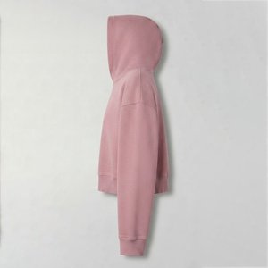New Demand Custom Logo Women's Pink Hooded Zip-Up Sweatshirt Short Length Fleece Cotton Bamboo Fiber Autumn Winter Wear - Product Image 4