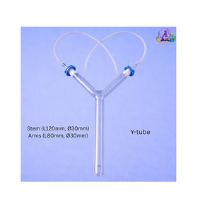 อุปกรณ์วัดกลิ่นแบบ Y-Tube แบบกำหนดเอง (OEM) ขนาดเส้นผ่านศูนย์กลาง 30 มม. ทำจากแก้วโบโรซิลิเกต พร้อมก้านยาว 120 มม. และแขนยาว 80 มม. สำหรับการวิจัย - Product Image 3