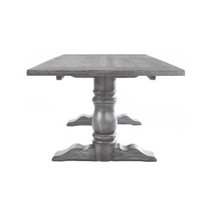 Table à manger rectangulaire gris patiné avec piédestal double tourné - Product Image 4