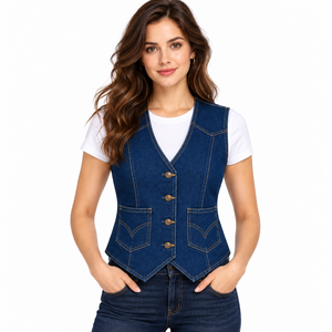 Chaleco Deportivo de Mezclilla Active Performance con Logotipo Personalizado, Sin Mangas, Elástico, Absorbente de Sudor, para Mujer - Product Image 6