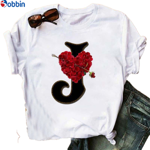 Camiseta de Verano para Mujer, Talla Grande, Estilo Dulce, con Estampado del Alfabeto Inglés, Transpirable, para Parejas, con Letras y Diseño Encantador - Product Image 4