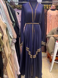 Wholesale Modest Dubai Beaded Sequined <b>Long</b> Sleeve Abaya Muslim Traditional Handmade Wedding Women Breathable V Neck - Product Image 4