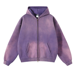 Venta al por Mayor, Personalizado, 100% Algodón, 380 GSM, Sudadera con Cremallera para Hombre, Sudadera Extra Grande para Mujer, Estilo Retro Vintage, Ropa Urbana Unisex de Moda Otoñal - Product Image 3