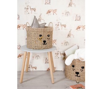 Aesthetic Teddy Bear Seagrass Storage <b>Basket</b> Set Handcrafted Wicker Animal Toy <b>Hamper</b> Creative Decorative Bin Nursery - Product Image 4