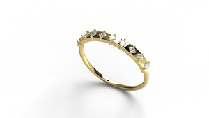 Anillo de Diamantes de Corte Princesa Ligero de Oro de 18K, Media Eternidad, Apilable, Anillo de Boda, Joyería Fina de Moda para Mujer - Product Image 2
