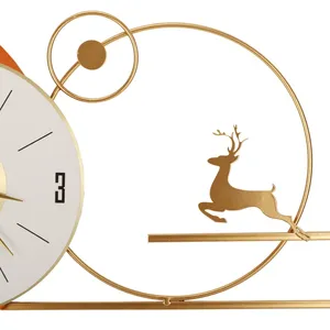 Horloge murale en métal ZE-3177Z, design géométrique abstrait, motif cerf minimaliste, horloge analogique à quartz à suspendre pour salon - Product Image 4