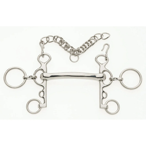 Bocado de Doble Articulación Pelham de Acero Inoxidable con Boquilla de Plata Alemana de 5 Pulgadas para Montar a Caballo - Product Image 4