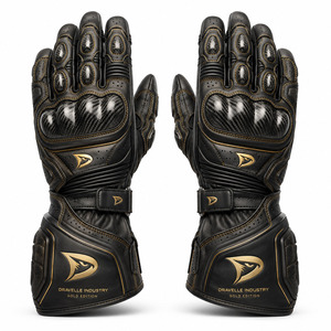 Guantes de Carreras Edición Oro, Más Vendidos, Dedos Completos, Piel de Vacuno, Correa de Muñeca Ajustable, Protección de Palma, Unisex, para Motociclismo - Product Image 1