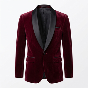 Trending Newly Fashion Men's Royal Blue <b>Velvet</b> Single Breasted <b>Blazer</b> with Black Shawl Collar <b>Blazers</b> - Product Image 1