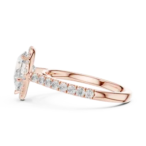 Anillo de Compromiso con Halo de Diamantes Cultivados en Laboratorio en Forma de Pera de 1.5 ct, Oro Sólido de 14K/18K, Banda Pavé de 0.53 CTW, Anillo Nupcial para Mujer - Product Image 4