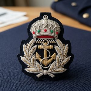 Insignia Bordada Personalizada con Corona, Ancla y Corona de Laurel, Parche de Tela Cosido para Uniformes y Prendas - Product Image 4