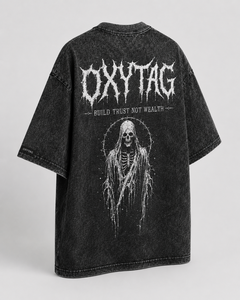 Camiseta Oversize Vintage Personalizada con Lavado Ácido, Algodón Pesado, Estampado Gráfico Streetwear Death Metal Reaper, Fabricante de Camisetas - Product Image 4