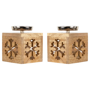 Snowflake <b>Box</b> Wooden Christmas Tealight Holders 2026 New Design Christmas Decoration - Product Image 2