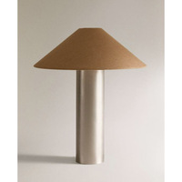 Lampes de table en métal minimalistes avec abat-jour conique en lin, lampe de bureau cylindrique en argent brossé de style industriel nordique pour chambre d'hôtel