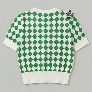 HMR Alpha |   Kapa |   Broderie Alpha Soror, vêtements en tricot d'hiver personnalisés pour femmes, blanc et vert, fermeture à boutons brodée pour sororité - Product Image 3