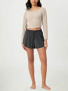 Pantalones Cortos de Mujer con Logotipo Personalizado, de Algodón Grueso y Suave, con Bolsillos, Estilo Cargo, para Descansar - Product Image 3