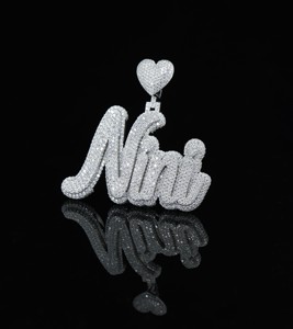 Pendentif personnalisé en moissanite taille brillant rond, double couche, bijoux hip-hop pour cadeau par Pendant by Phoenix Enterprise - Product Image 4