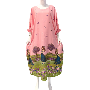 Vestido Abaya Cómodo de Rayón con Estampado Floral para Mujer, Cuello Redondo, Sin Mangas, Largo hasta el Tobillo, Corte en A, Vestido Formal de Noche - Product Image 2