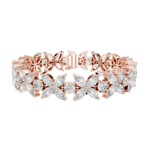 Rose Gold Plated <b>Crystal</b> Flower Tennis <b>Bracelet</b> Women's Luxury Marquise Cut Claw Setting Wedding Jewelry - Product Image 3