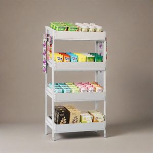 Espositore per vendita al dettaglio in legno e metallo a 4 livelli per prodotti pesanti Stand Snack e scaffale per caramelle per armadi e Stand di concessione - Product Image 2