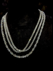 Collier ras-de-cou double rangée en diamant de laboratoire argenté, chaîne tennis étincelante, bijoux fins, vente en gros directe fabricant - Product Image 3
