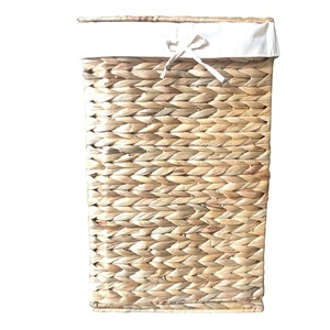 Water Hyacinth Laundry Basket Large Square Wicker Wood Chips Storage Basket Dark Wood Laundry Basket Storage Box Bins