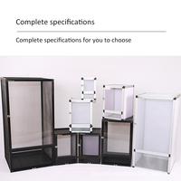 Cage pour animaux de compagnie en aluminium noir argenté pour Reptiles Dragons barbus Écran en plastique Air
