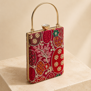 Bolso de mano rectangular de brocado de seda bordado oriental con cadena, para noche, boda, fiesta, regalo para dama, bordado de satén - Product Image 2