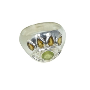 ARTS JEWELS Green Peridot Natural Stone 925 Sterling Silver Handmade Fancy Trendy Multi Gemstone Cocktail <b>Ring</b> Children's Party - Product Image 1