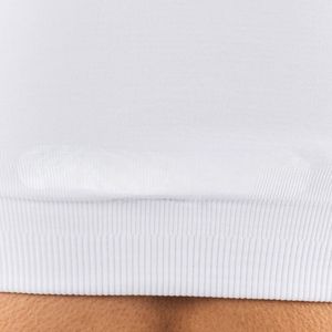 เสื้อครอปท็อปแบบไร้ตะเข็บสำหรับผู้หญิง สีขาว คอแบบผูก สายคล้องคอ ซิป ¼ ตัว เสื้อออกกำลังกายน้ำหนักเบา เหมาะสำหรับโยคะ วิ่ง ฟิตเนส และการฝึกซ้อม - Product Image 6