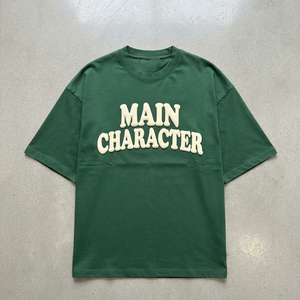 T-shirt ample imprimé pour homme en coton épais à manches courtes, style streetwear oversize avec épaules tombantes - Product Image 1