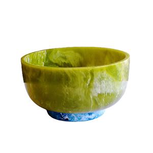 Bol de service en résine polie bleu de forme organique, fait à la main, vaisselle décorative, écologique, style américain, pour fête, compatible lave-vaisselle - Product Image 3