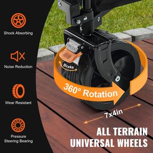Carrello Pieghevole 113 L per Ogni Terreno, Carrello da Spiaggia con Ruote in Gomma Resistenti, Capacità 250 Libbre, Personalizzabile OEM - Product Image 4