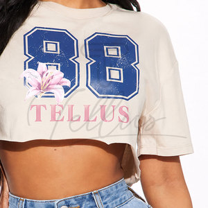Camiseta Corta para Mujer, Informal, de Algodón, para Uso Diario, Ligera, a la Moda - Product Image 4